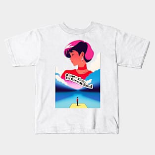 hiroshi nagai style retro nostalgia romantic graphic illustration design by ironpalette Kids T-Shirt